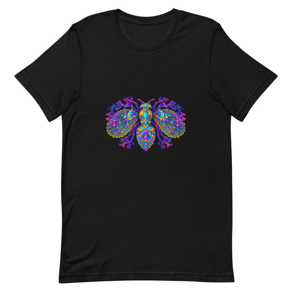 Neural Fly Tee — Black Bella + Canvas 3001 — garment flat