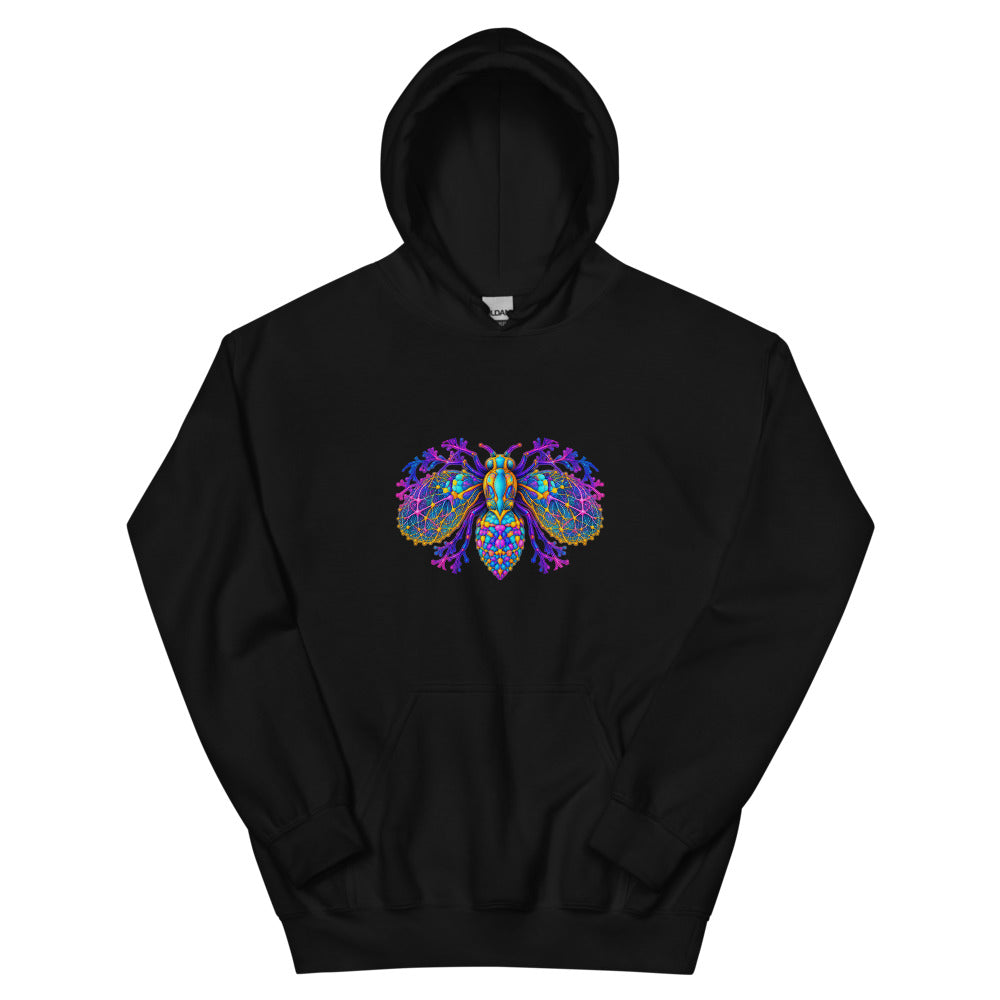 Neural Fly Hoodie — Black Gildan 18500 — garment flat