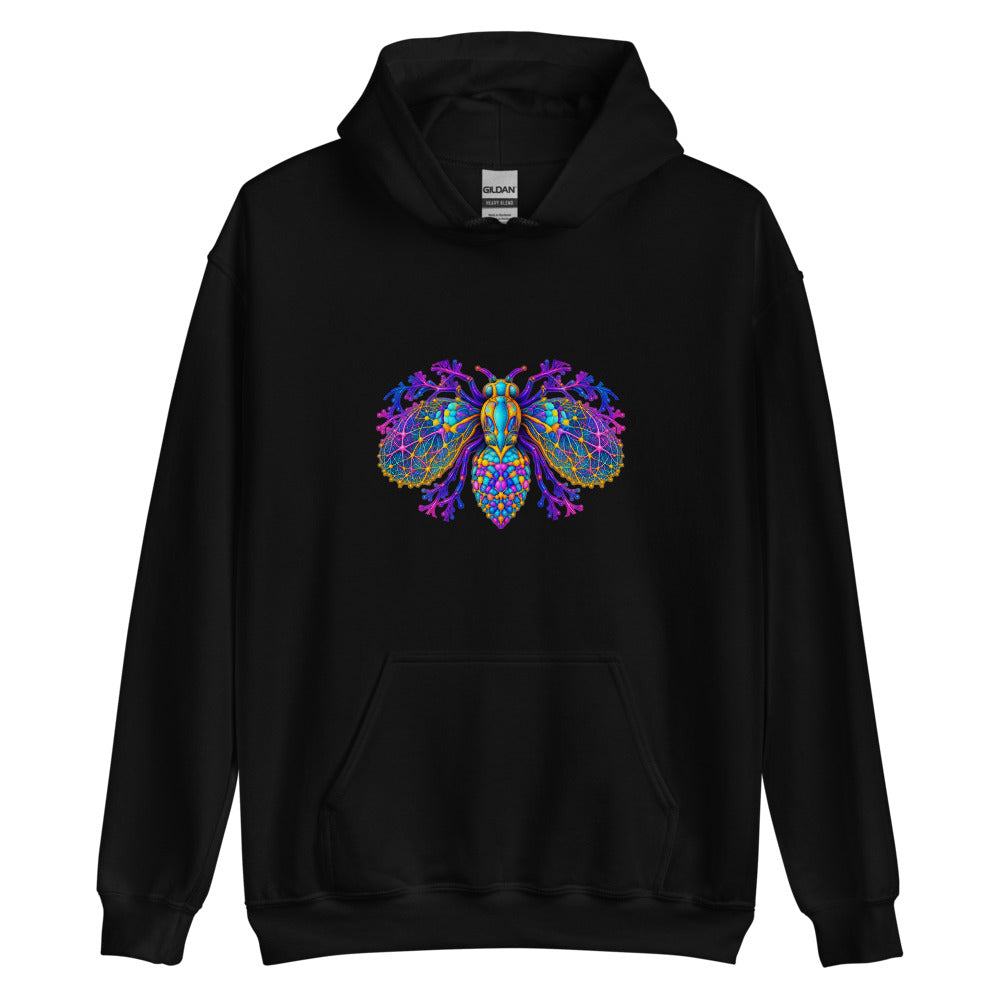 Neural Fly Hoodie — Black Gildan 18500 — garment flat 2