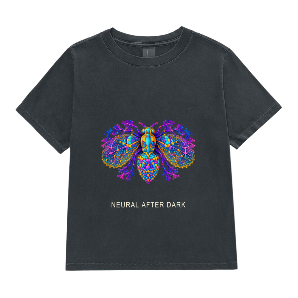 Neural After Dark Tee — Washed Black Bella + Canvas 6110GD — garment flat