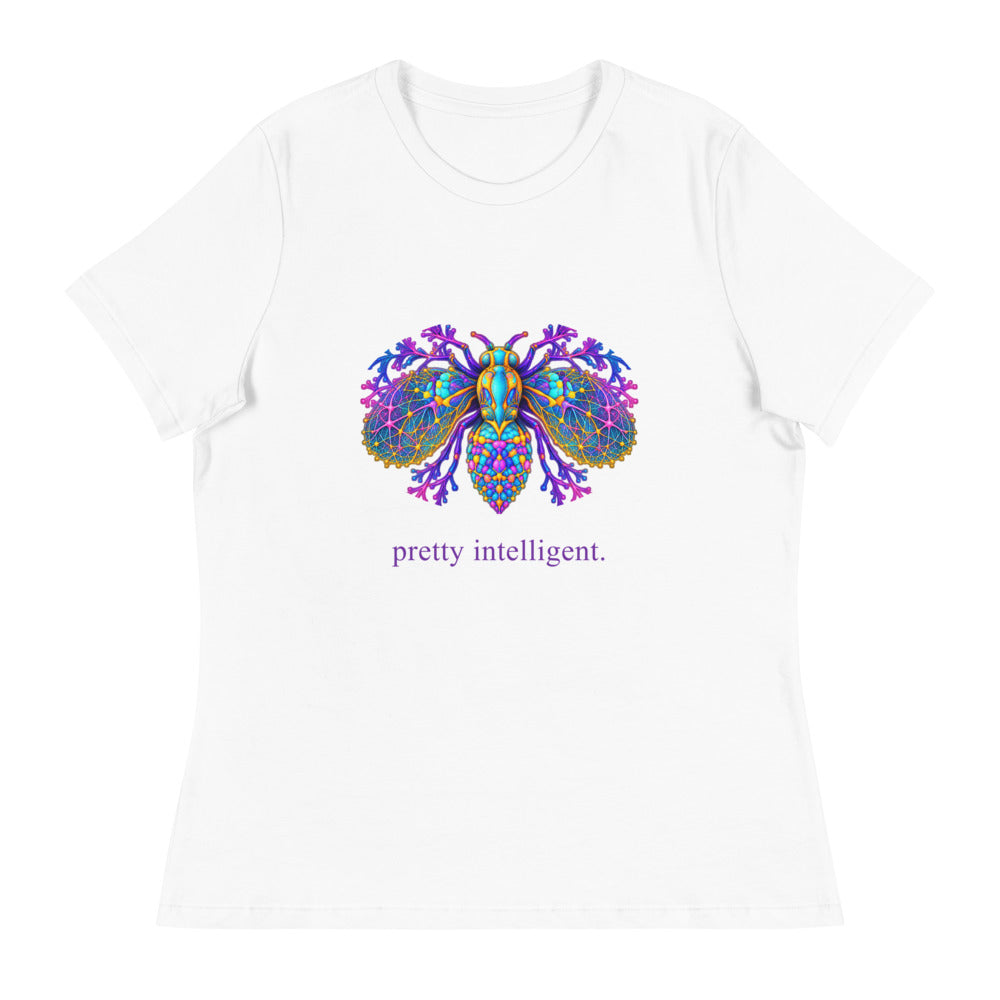 Pretty Intelligent Tee — White Bella + Canvas 6400 — garment flat