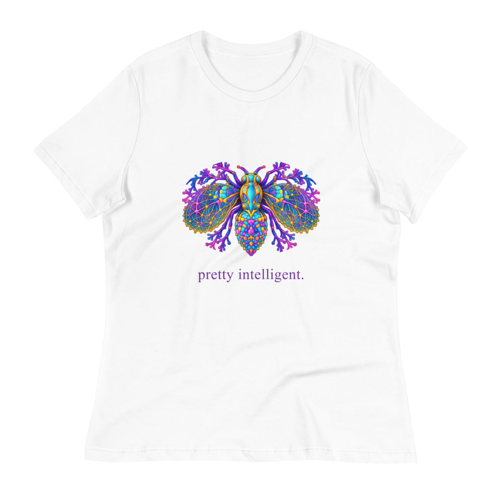 Pretty Intelligent Tee — White Bella + Canvas 6400 — garment wrinkled