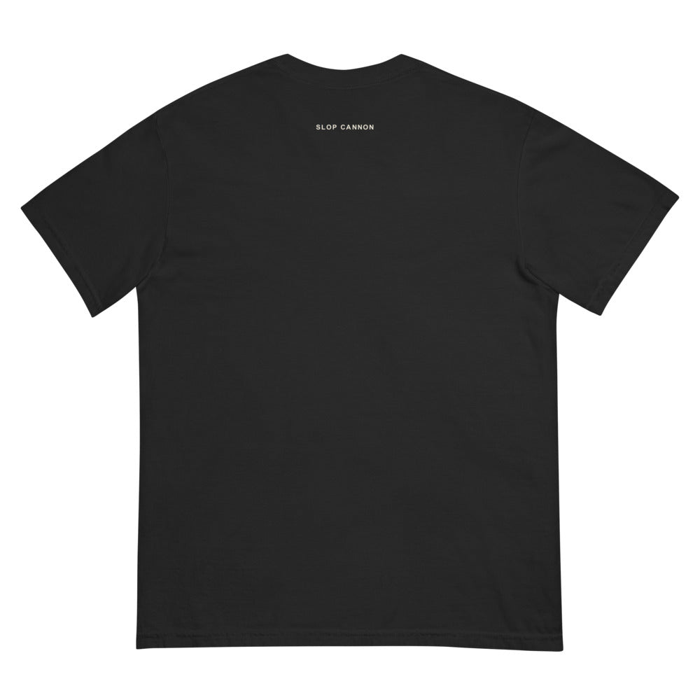 Redline tee — Black — full back with configured print placement; Comfort Colors 1717 garment-dyed tee Black; supplier digital mockup.