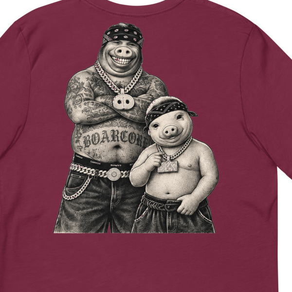 Cannon Boys tee — Maroon — back artwork detail cropped from supplier digital mockup; Bella + Canvas 3001 Maroon; supplier digital mockup.