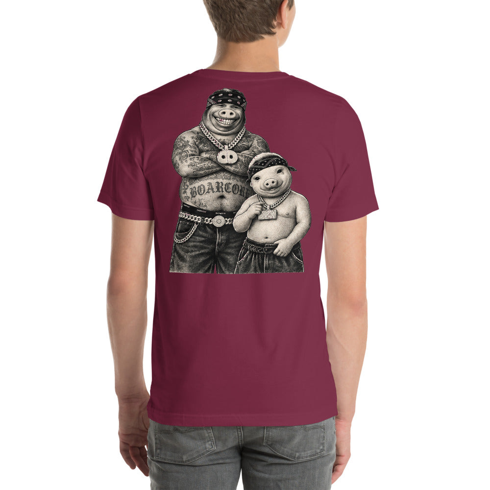 Cannon Boys tee — Maroon — back model view; tee only; Bella + Canvas 3001 Maroon; supplier digital mockup.