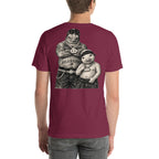 Cannon Boys tee — Maroon — back model view; tee only; Bella + Canvas 3001 Maroon; supplier digital mockup.