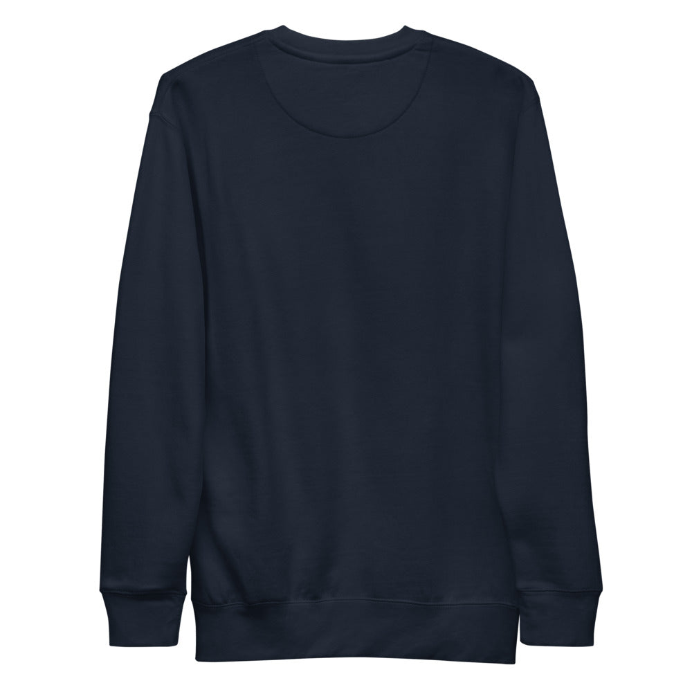 Smoke Signal crewneck — Navy Blazer — full back; no back print; Cotton Heritage M2480 crewneck Navy Blazer; supplier digital mockup.