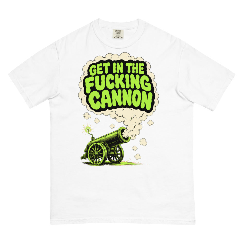 Smoke Signal tee — White — full front with approved maximum-size artwork; Comfort Colors 1717 White; supplier digital mockup.