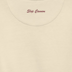 Slop Cannon Original Collegiate Crewneck — Oatmeal — outside-neckline script detail cropped from supplier digital mockup; Cotton Heritage M2480 crewneck Bone; supplier digital mockup.