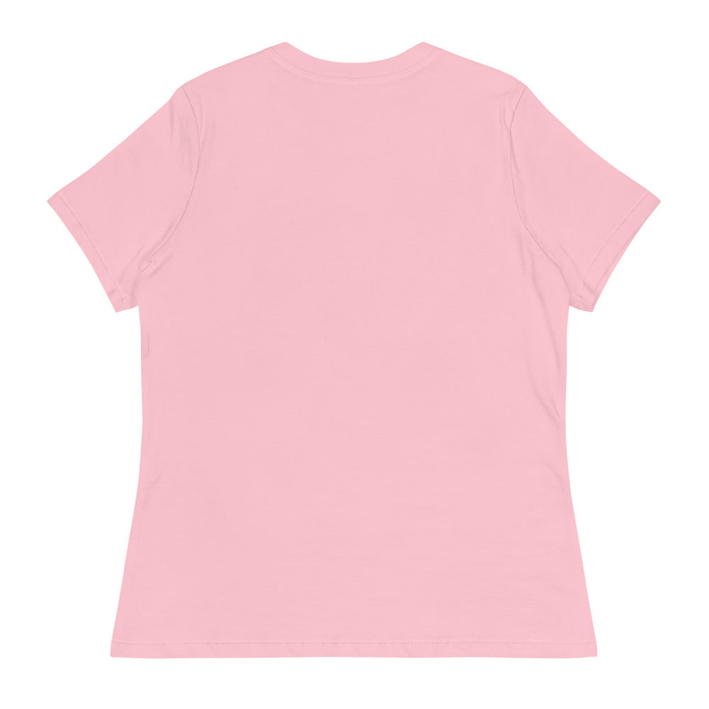 Short Fuse women's tee — Pink — plain back with no rear print; Women's Relaxed T-Shirt | Bella + Canvas 6400 Pink; supplier digital mockup.