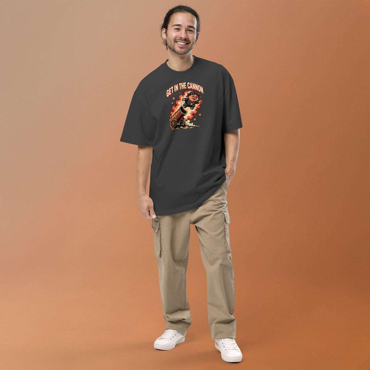 Cannon Launch Oversized Tee, worn by a model