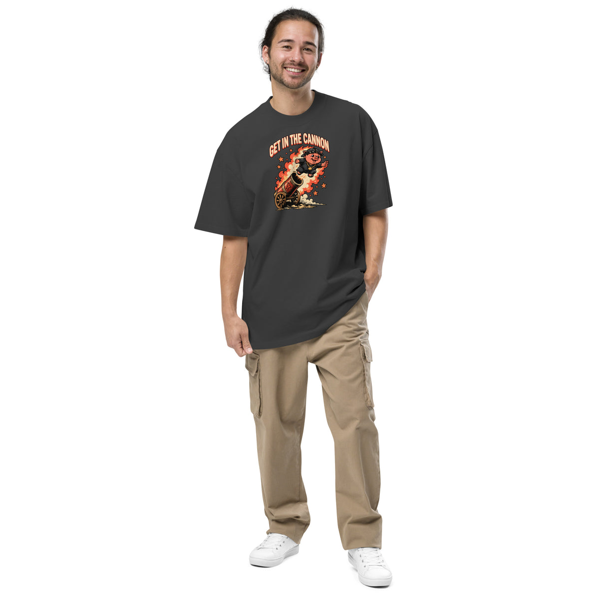 Cannon Launch Oversized Tee, worn by a model