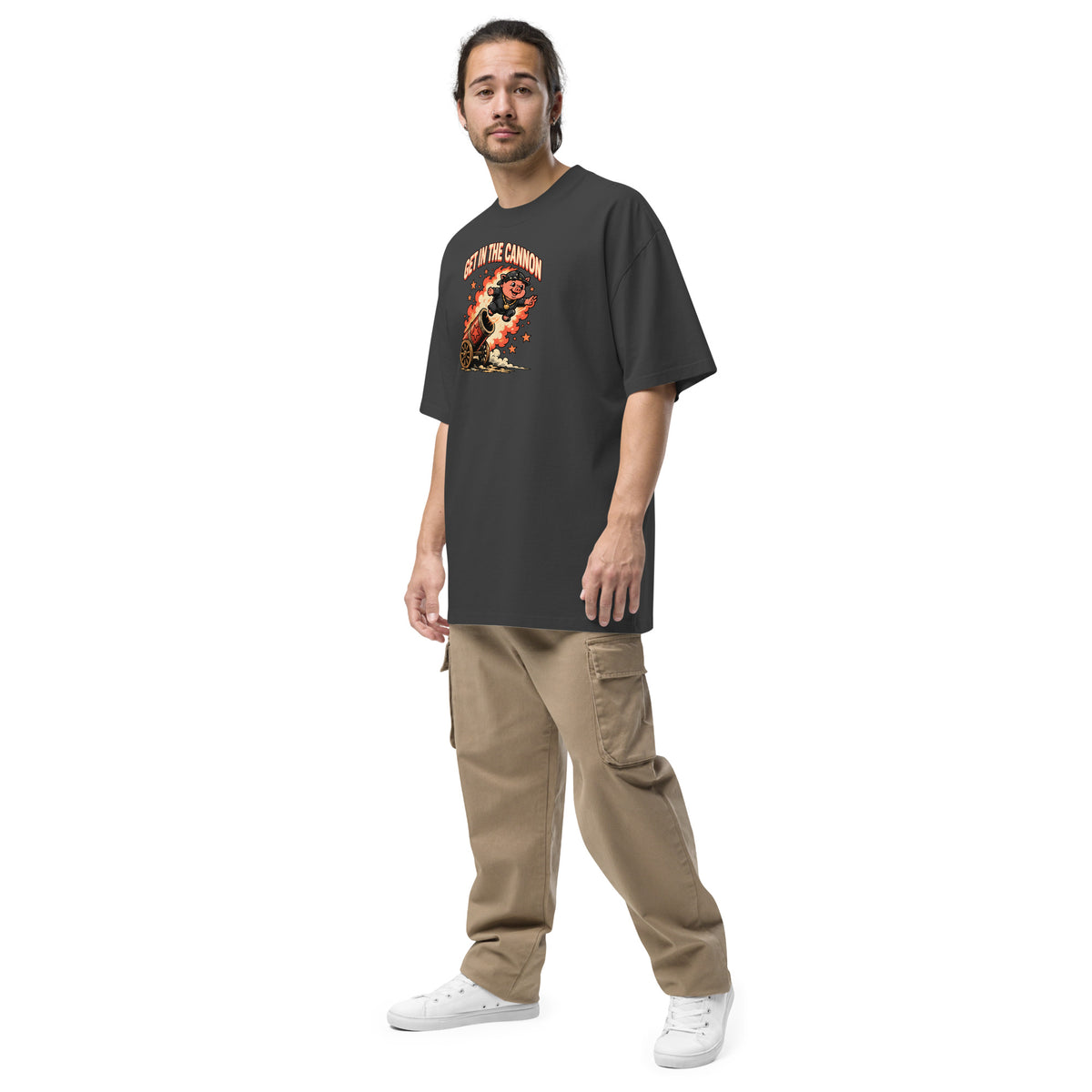 Cannon Launch Oversized Tee, worn by a model