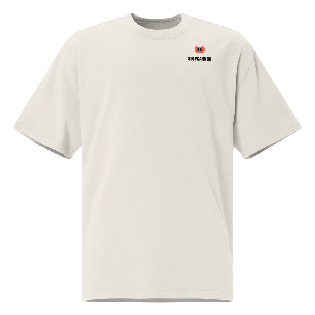 SLOPCANNON Snout Oversized Tee — Faded Bone — front view