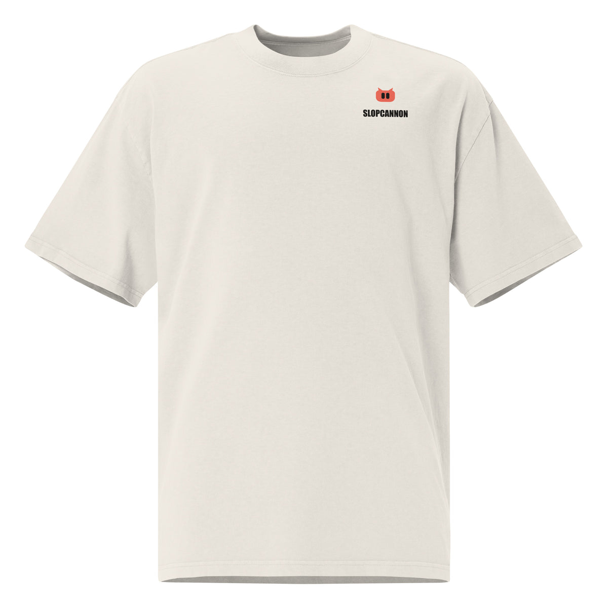 SLOPCANNON Snout Oversized Tee — Faded Bone — front view