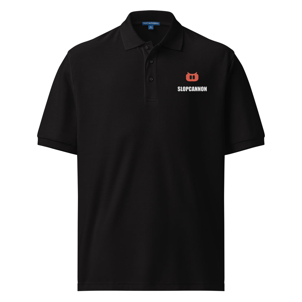 SLOPCANNON Snout Polo in Black, worn by a model