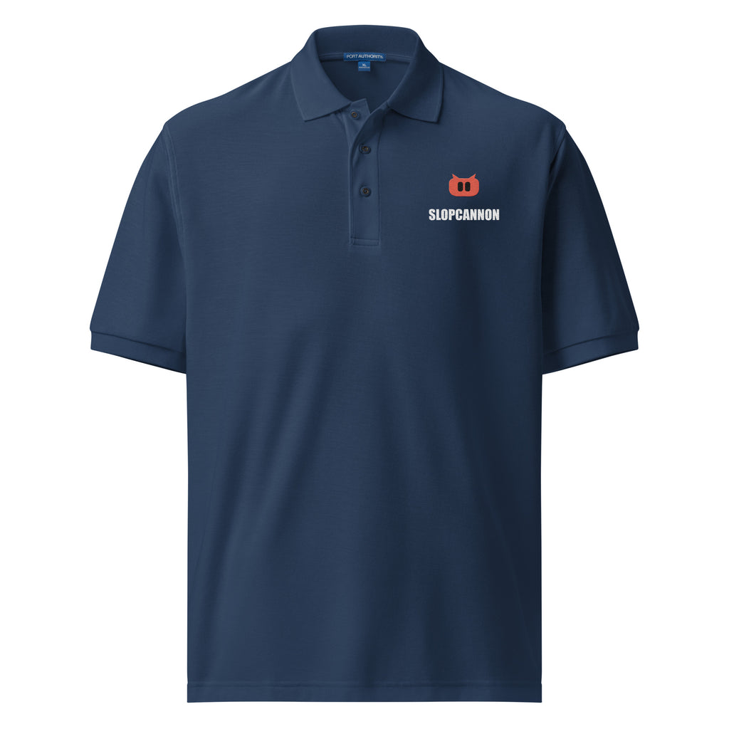 SLOPCANNON Snout Polo in Navy, worn by a model