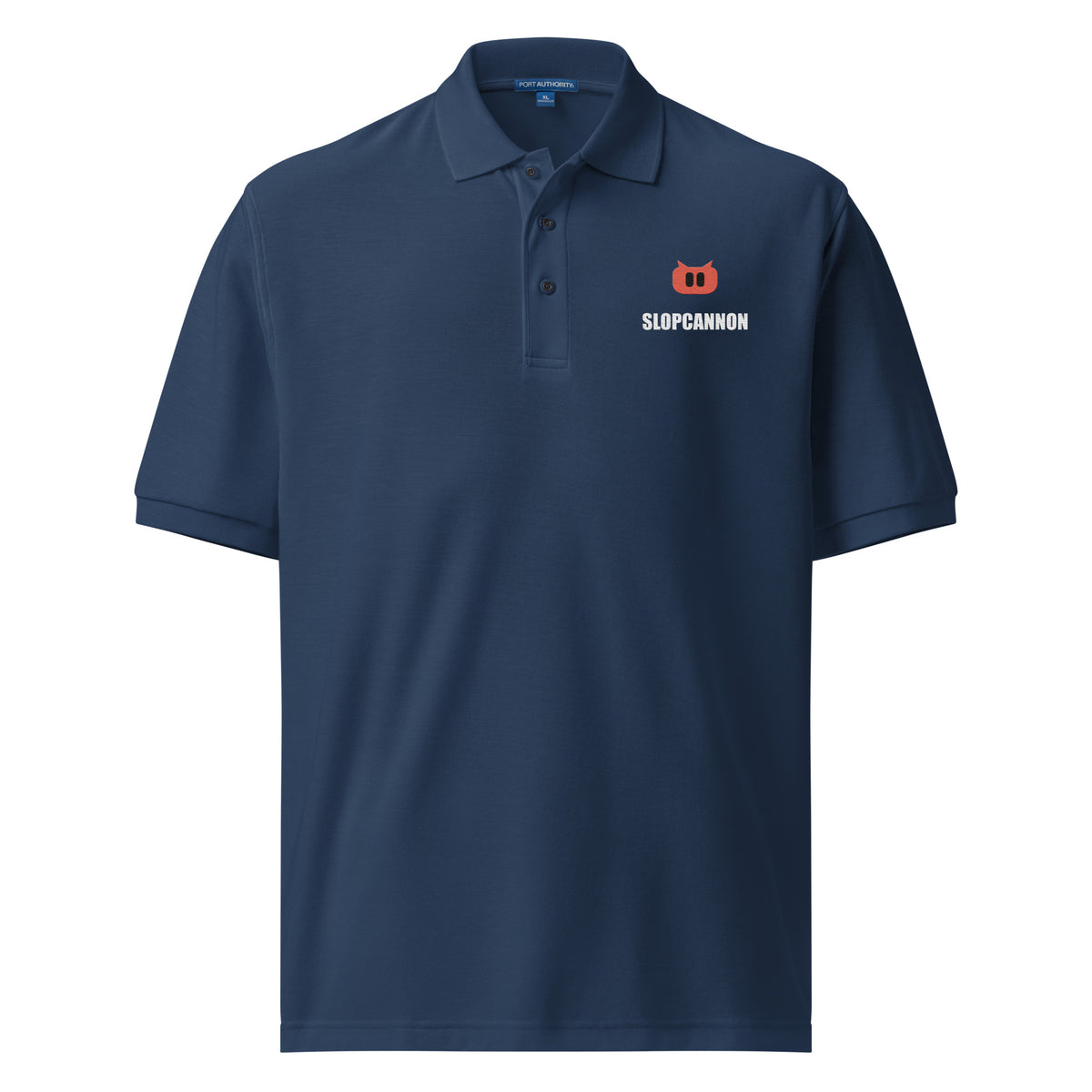 SLOPCANNON Snout Polo in Navy, worn by a model