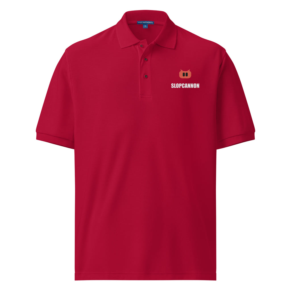 SLOPCANNON Snout Polo in Red, worn by a model