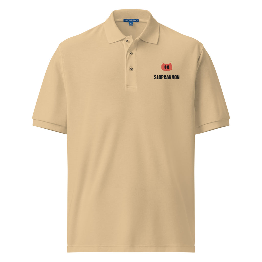 SLOPCANNON Snout Polo in Stone, worn by a model