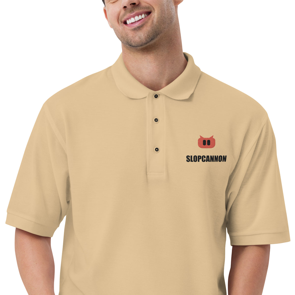 SLOPCANNON Snout Polo in Stone, close-up