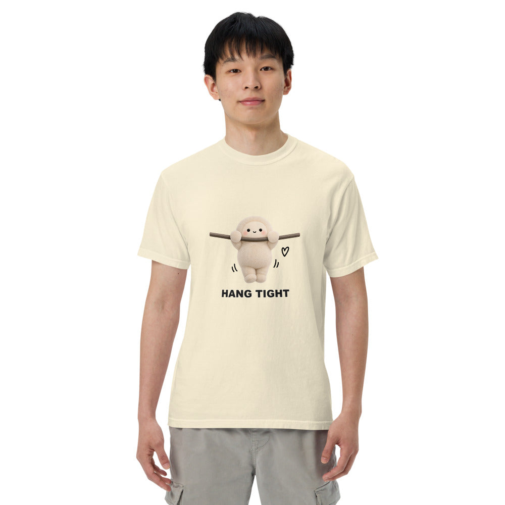 Muse Hang Tight ivory tee worn by a model, front view