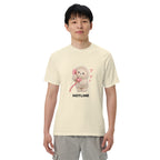 Muse Hotline ivory tee worn by a model, front view