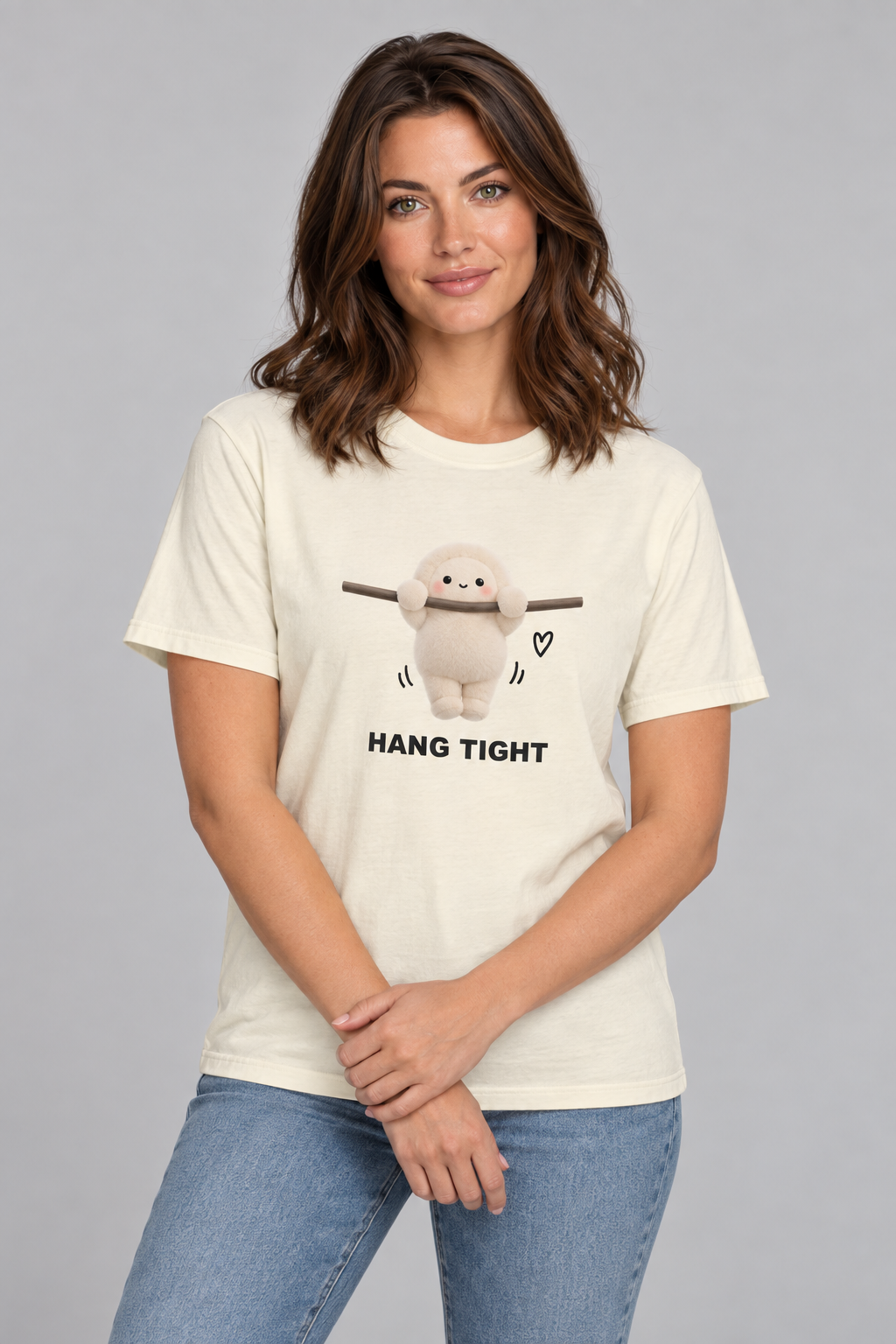 Hang Tight tee in Ivory on roster model CW-F17