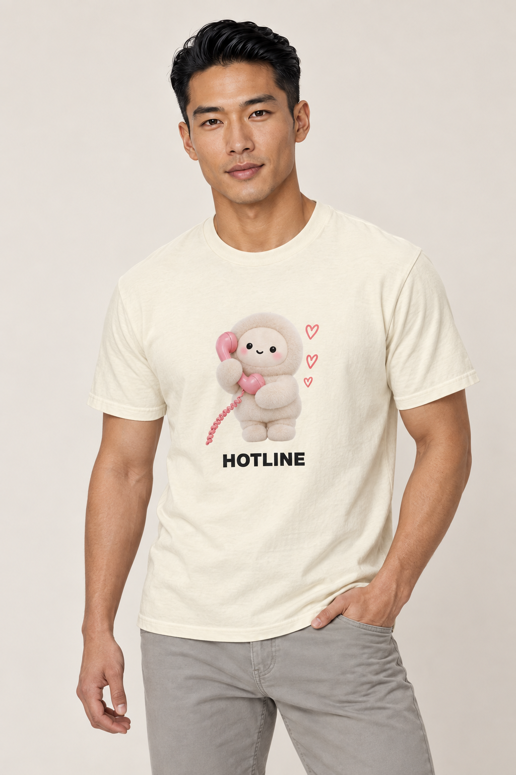 Muse Hotline tee in Ivory on roster model EA-M01