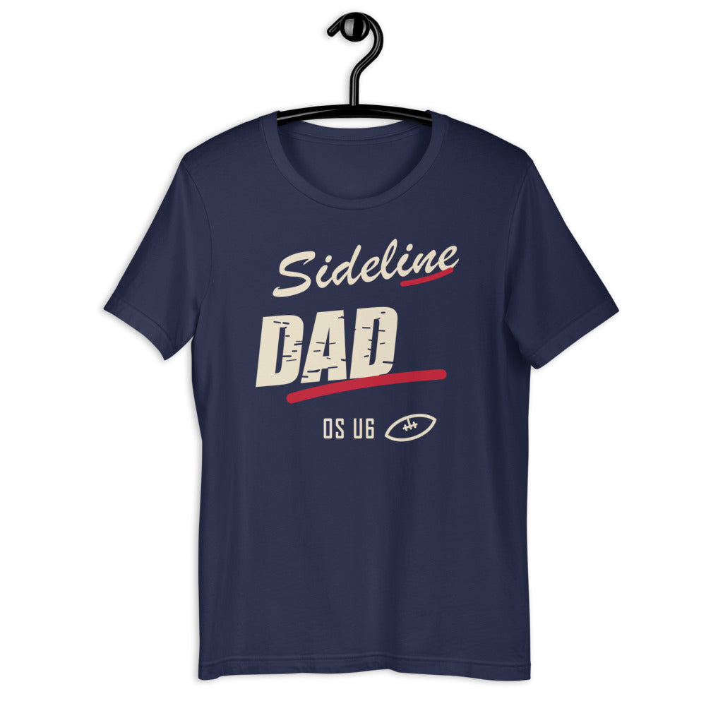 OS U6 Sideline Dad Tee — corrected Printful garment-only hanger front
