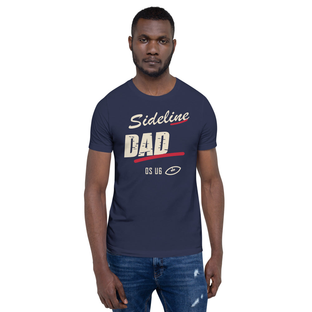 OS U6 Sideline Dad Tee — corrected Printful men's model front two