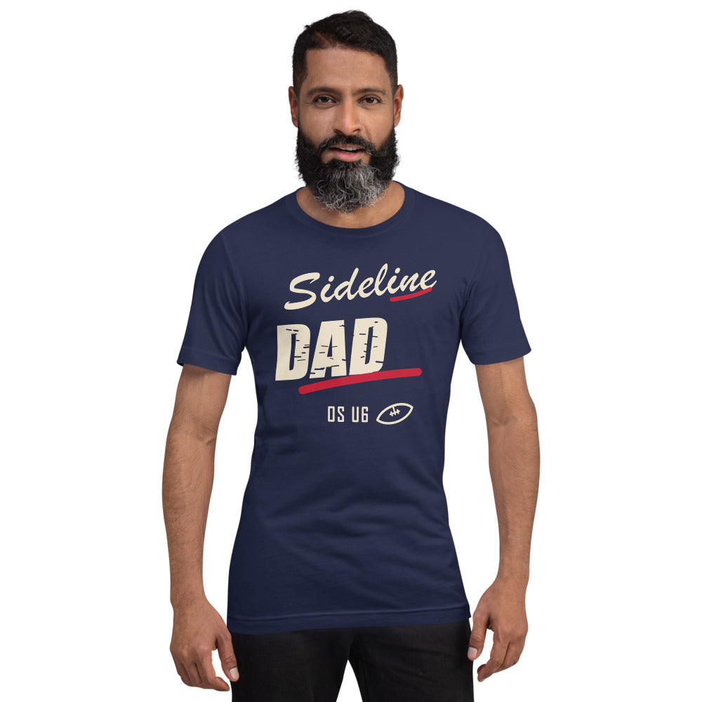 OS U6 Sideline Dad Tee — corrected Printful men's model front three