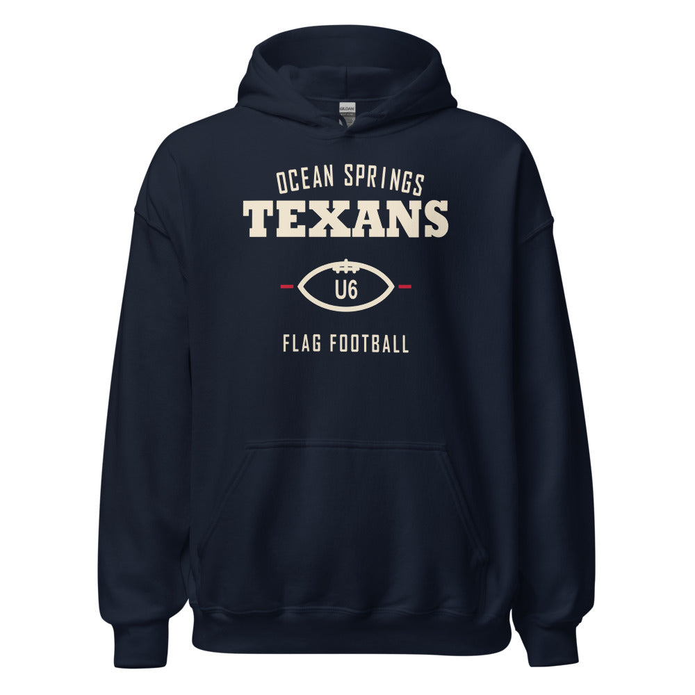 Ocean Springs Texans U6 Dad Hoodie — corrected Printful supplier garment_only_front_1 view