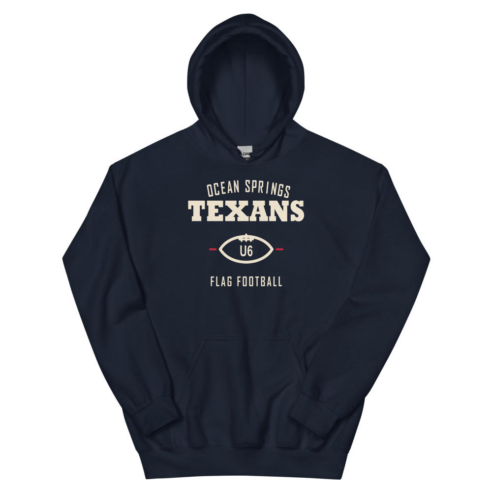 Ocean Springs Texans U6 Dad Hoodie — corrected Printful supplier garment_only_front_2 view