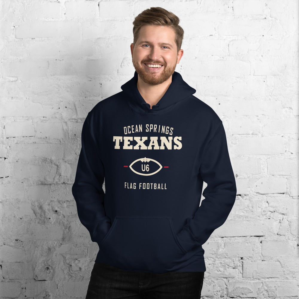 Ocean Springs Texans U6 Dad Hoodie — corrected Printful supplier mens_model_front_1 view