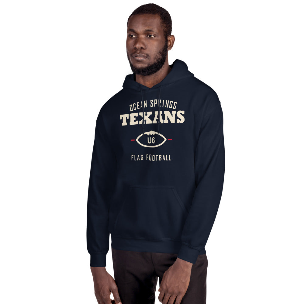 Ocean Springs Texans U6 Dad Hoodie — corrected Printful supplier mens_model_front_3 view