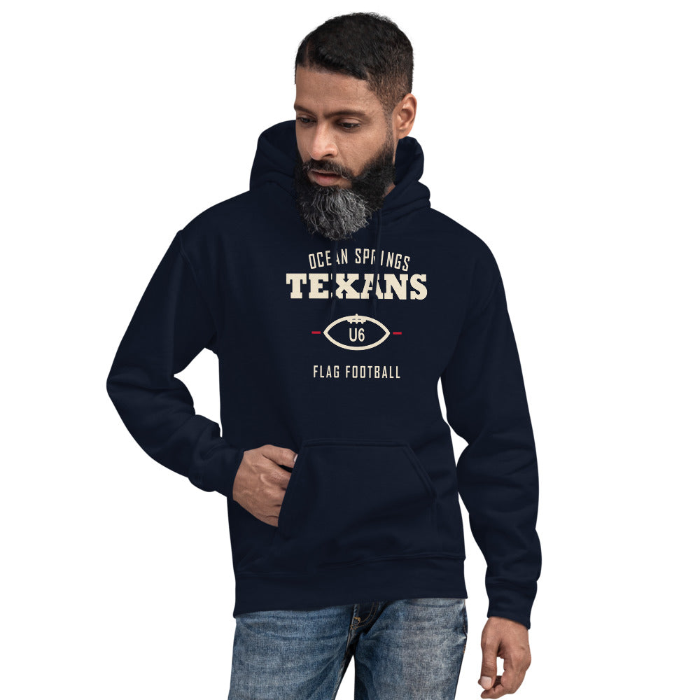 Ocean Springs Texans U6 Dad Hoodie — corrected Printful supplier mens_model_front_4 view