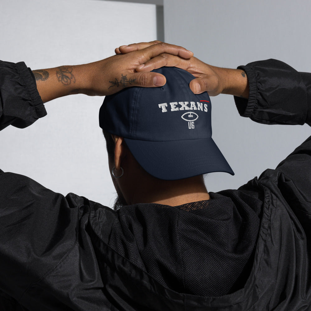 Texans U6 Navy Dad Cap — corrected Printful supplier mens_model_front_1 view