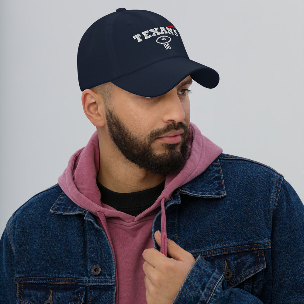 Texans U6 Navy Dad Cap — corrected Printful supplier mens_model_front_2 view