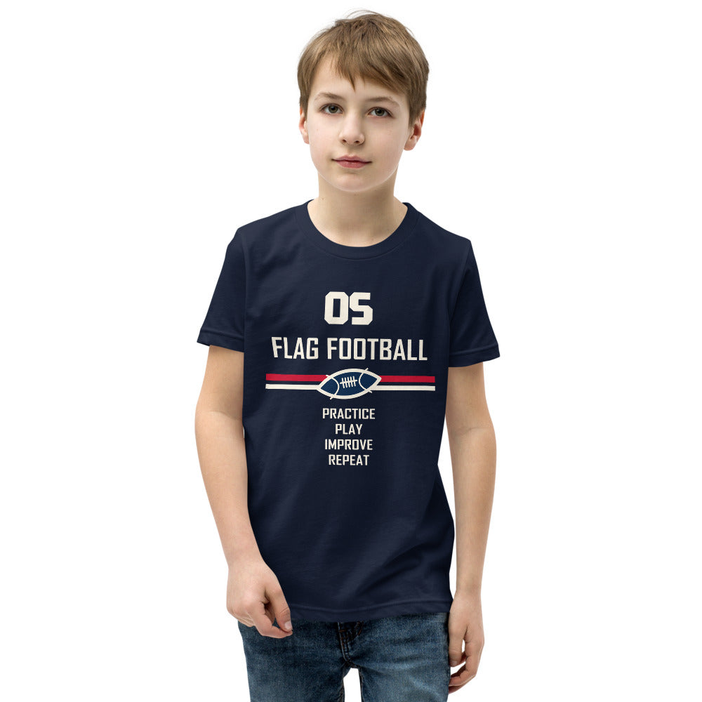 K04 corrected Ocean Springs design — child model front 1 — exact Printful garment and color