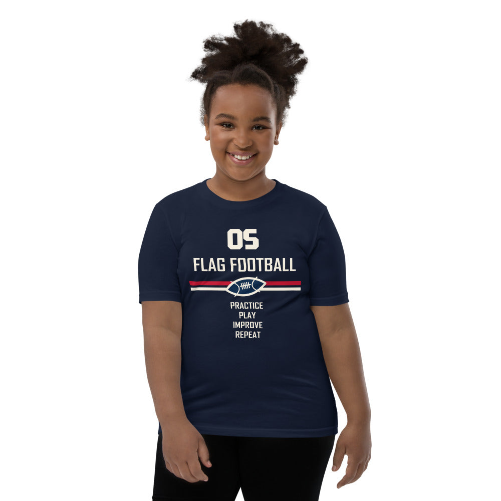 K04 corrected Ocean Springs design — child model front 4 — exact Printful garment and color