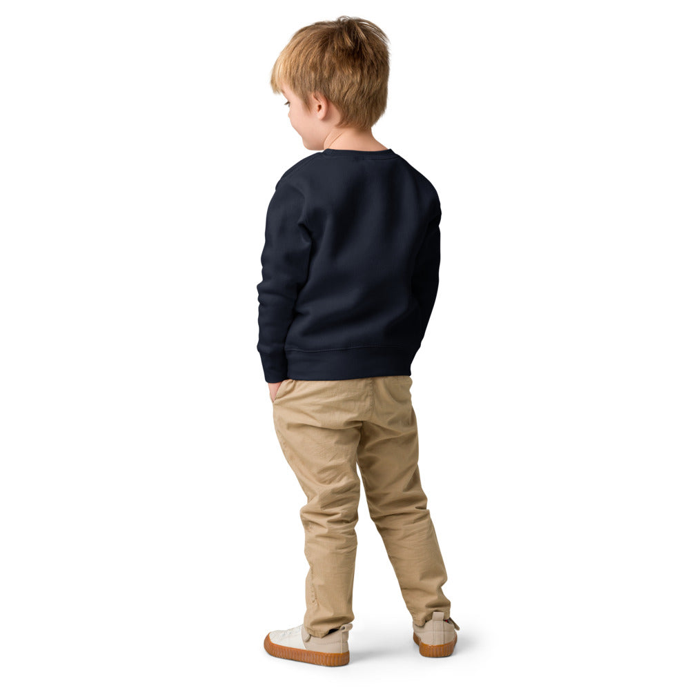 OS U6 Big Energy Crewneck — Printful youth model rear view, undecorated back