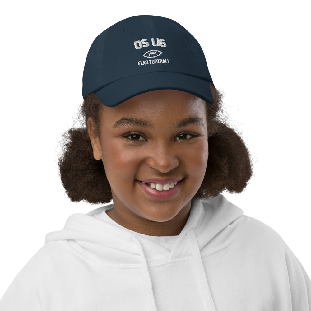 OS U6 Mini Sideline Kids Hat — child model front 4 — Printful Navy Youth Cap