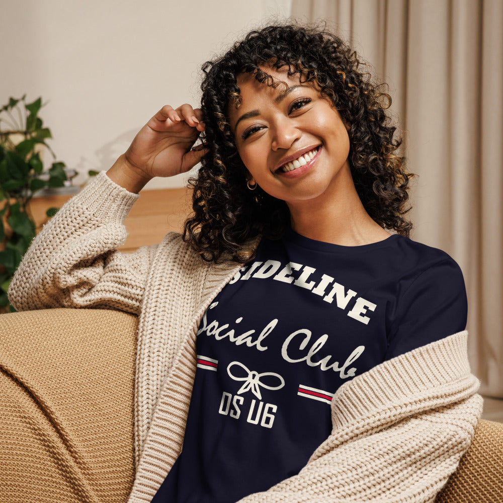 OS U6 Sideline Social Club Tee — corrected Printful supplier womens_model_front_4 view