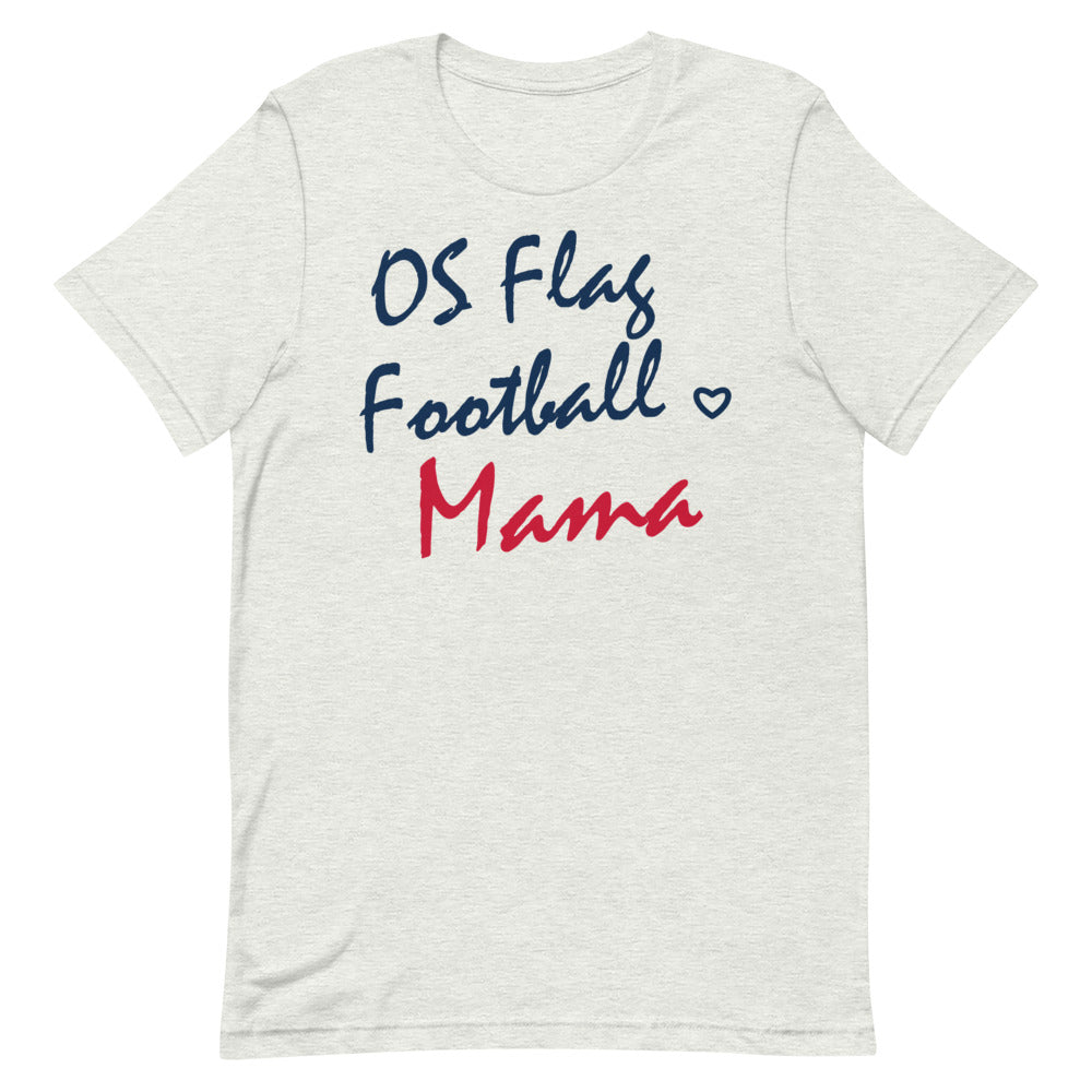 OS Flag Football Mama Script Tee — corrected Printful supplier garment_only_front_2 view