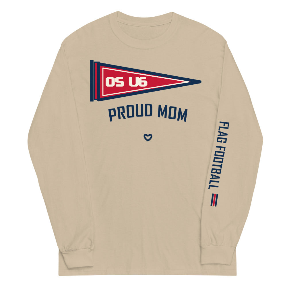 OS U6 Proud Mom Pennant Long Sleeve — corrected Printful supplier garment_only_front_2 view