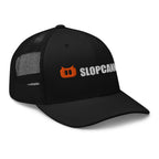 Black | SLOPCANNON Wordmark Mesh Trucker Hat | Right three-quarter product view