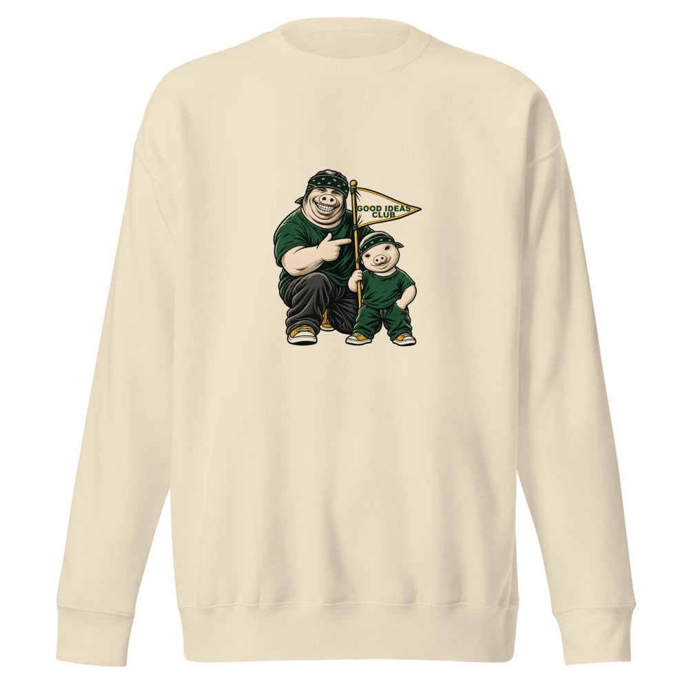 Good Ideas Club — Pig & Wiglet Crewneck in Bone, front view