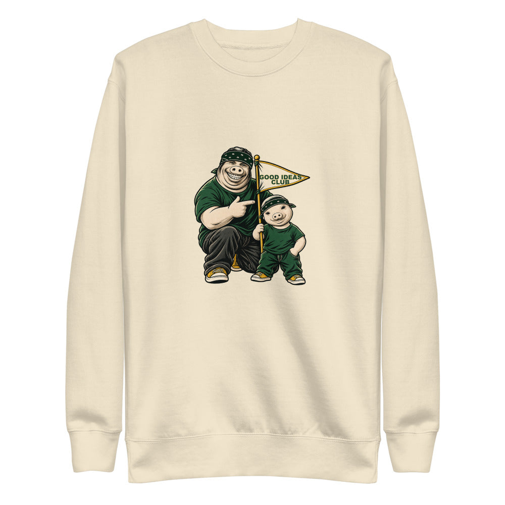 Good Ideas Club — Pig & Wiglet Crewneck in Bone, front view