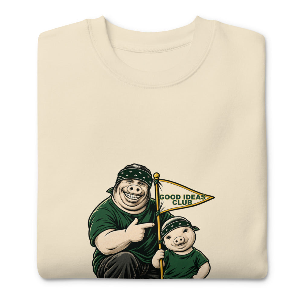 Good Ideas Club — Pig & Wiglet Crewneck in Bone, folded